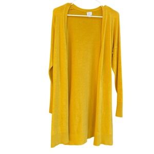 A New Day Cardigan Open‎ Front Duster Yellow Long Sleeve Womens Size Medium GUC
